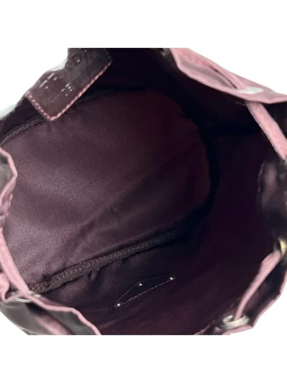 Prada Pouch Vera Triangle Logo Drawstring Nylon Burgundy Silver